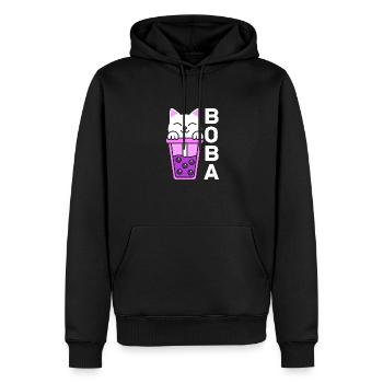 Cat In Boba Tea - Männer Premium Bio Hoodie - Schwarz - Vorne - Nico (187cm)