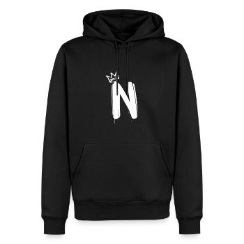 N - Männer Premium Bio Hoodie - Schwarz - Vorne - Nico (187cm)