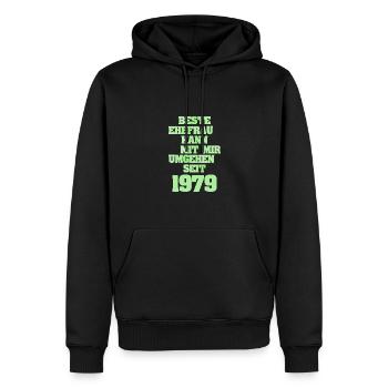Frau 1979 - Männer Premium Bio Hoodie - Schwarz - Vorne - Nico (187cm)