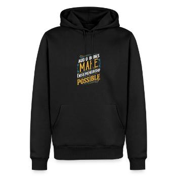 Les livres audio rendent l’entrepreneuriat possible - Sweat à capuche Premium bio Homme - noir - Devant - Nico (187cm)