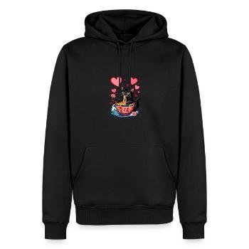 Cat Ramen Kawaii Japanisch inspirierte Kunst - Männer Premium Bio Hoodie - Schwarz - Vorne - Nico (187cm)