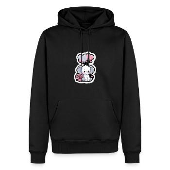 Mignon bébé éléphant avec maman éléphant ballon coeur - Sweat à capuche Premium bio Homme - noir - Devant - Nico (187cm)