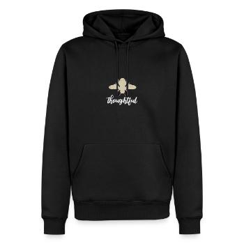 Beige Bee Thoughtful Biene Be Thoughtful - Men’s Premium Organic Hoodie - black - Front - Nico (187cm)