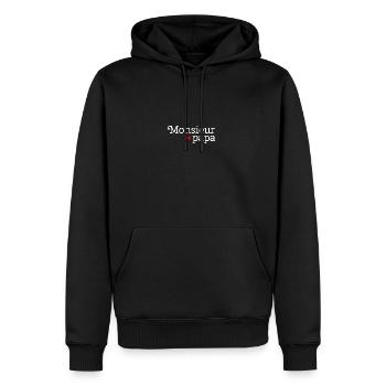tee shirt fete des peres monsieur papa cadeau - Sweat à capuche Premium bio Homme - noir - Devant - Nico (187cm)