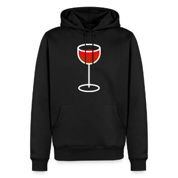 Verre à vin avec du vin rouge - Sweat à capuche Premium bio Homme - noir - Devant - Nico (187cm)