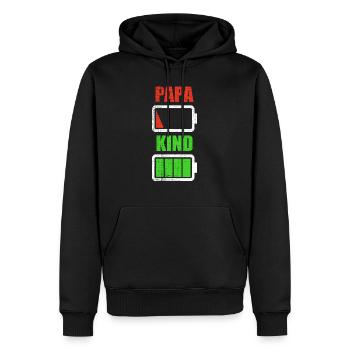 Papa père fils enfant fille cadeau de naissance - Sweat à capuche Premium bio Homme - noir - Devant - Nico (187cm)