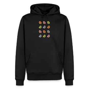 Pixelart No. 10 donut - color - Men’s Premium Organic Hoodie - black - Front - Nico (187cm)