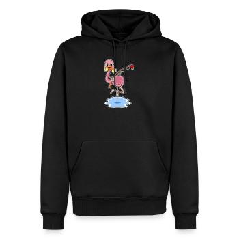 Flamingo Angler Fisch Angeln - Männer Premium Bio Hoodie - Schwarz - Vorne - Nico (187cm)