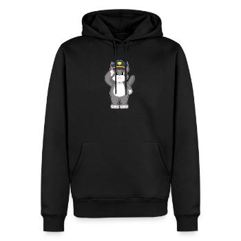 Chat, Policier, Police - Sweat à capuche Premium bio Homme - noir - Devant - Nico (187cm)