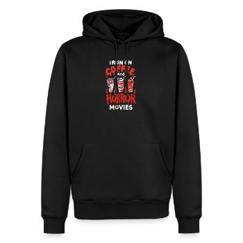 Horrorfilme und Kaffee - Männer Premium Bio Hoodie - Schwarz - Vorne - Nico (187cm)