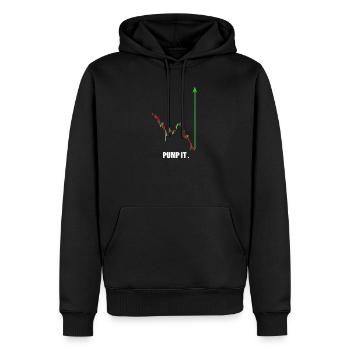 pump it, Krypto, Aktien, gym, fitness, trading - Männer Premium Bio Hoodie - Schwarz - Vorne - Nico (187cm)