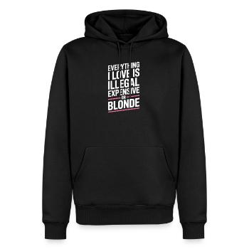 Everything I Love Illegal Expensive Blonde Männer - Männer Premium Bio Hoodie - Schwarz - Vorne - Nico (187cm)