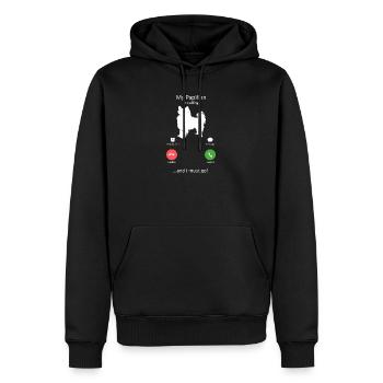 Papillon Dog Calling Smartphone Interface - Men’s Premium Organic Hoodie - black - Front - Nico (187cm)