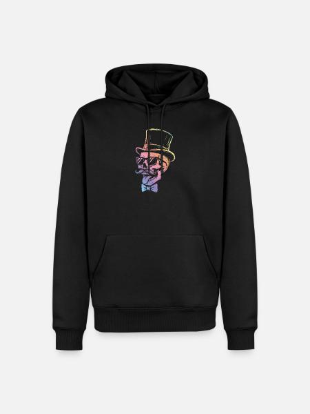 Totenkopf Zylinder Sonnenbrille Regenbogen - Männer Premium Bio Hoodie - Schwarz