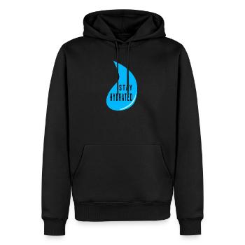 Conception de gouttes d’eau Stay Hydrate – Devis de fitness - Sweat à capuche Premium bio Homme - noir - Devant - Nico (187cm)