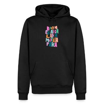 Fette Farbburst-Typografie - Männer Premium Bio Hoodie - Schwarz - Vorne - Nico (187cm)