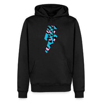 Leopard Blitz 3D - Männer Premium Bio Hoodie - Schwarz - Vorne - Nico (187cm)