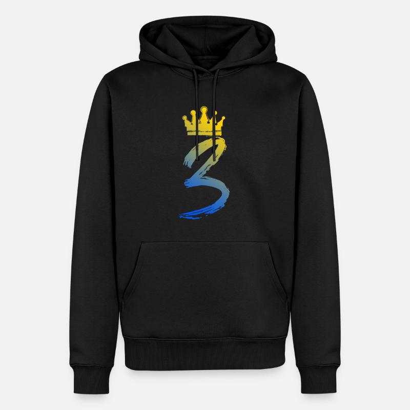 3 Couronne numérique - Sweat à capuche Premium bio Homme - noir