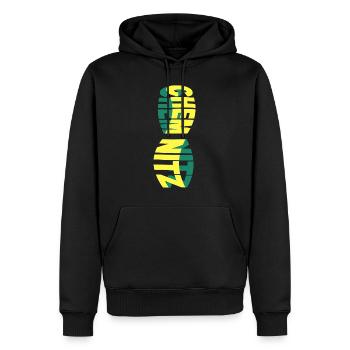 Chemnitz Allemagne City Skyline Font Coloré - Sweat à capuche Premium bio Homme - noir - Devant - Nico (187cm)