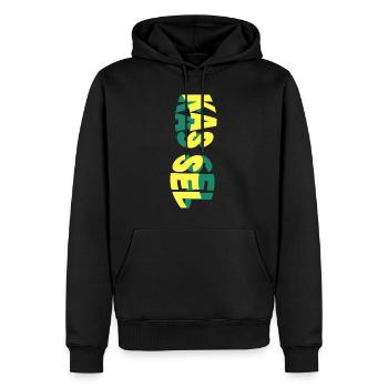 Kassel Deutschland Stadt Skyline Schrift Bunt - Männer Premium Bio Hoodie - Schwarz - Vorne - Nico (187cm)