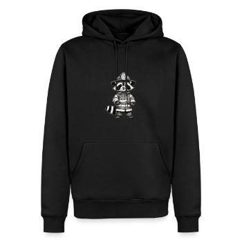 Feuerwehr Waschbär - Männer Premium Bio Hoodie - Schwarz - Vorne - Nico (187cm)