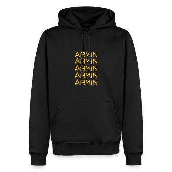 Armin comme prénom - Sweat à capuche Premium bio Homme - noir - Devant - Nico (187cm)