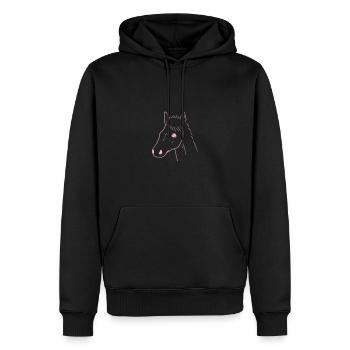 Dessin de cheval - Sweat à capuche Premium bio Homme - noir - Devant - Nico (187cm)