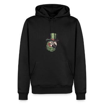 Cooler grüner Ara mit grünes Zylinder - Männer Premium Bio Hoodie - Schwarz - Vorne - Nico (187cm)