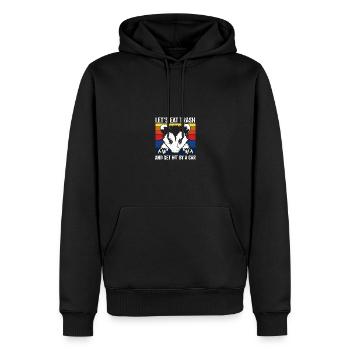Opossum Mangeons des ordures et se faisons frapper par une voiture - Sweat à capuche Premium bio Homme - noir - Devant - Nico (187cm)