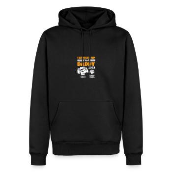 Je suis monté au niveau de papa 2023 bientôt papa pères - Sweat à capuche Premium bio Homme - noir - Devant - Nico (187cm)