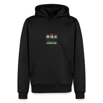Je lis le braille, dites-moi votre superpuissance Braille - Sweat à capuche Premium bio Homme - noir - Devant - Nico (187cm)