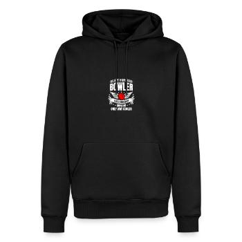 Gaucher comme un joueur de quilles régulier drôle - Sweat à capuche Premium bio Homme - noir - Devant - Nico (187cm)