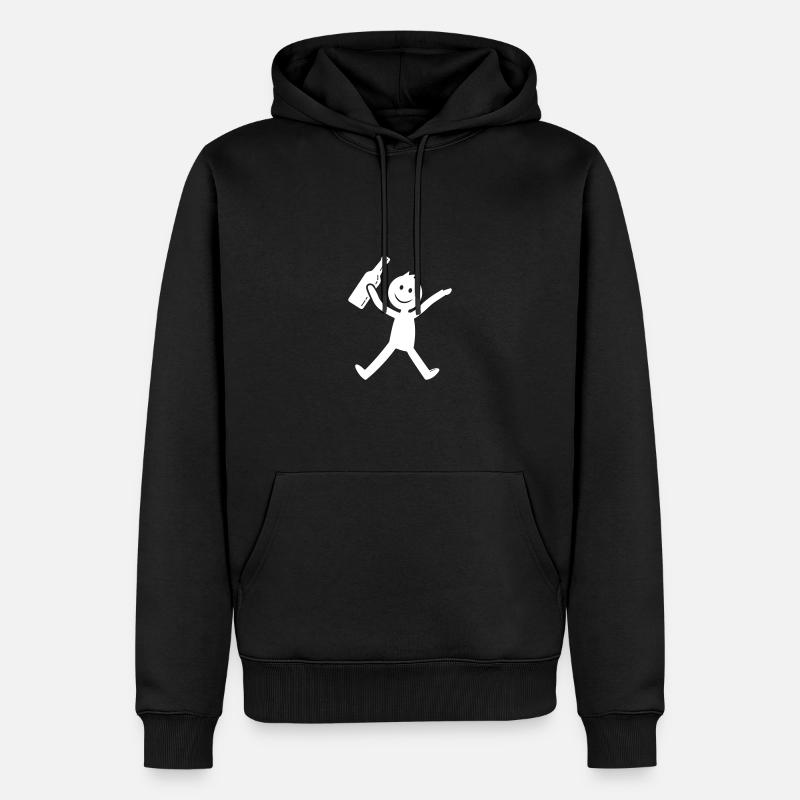 Strichmännchen Bier Lustig - Männer Premium Bio Hoodie - Schwarz
