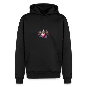 Heart Crown Love - Men’s Premium Organic Hoodie - black - Front - Nico (187cm)