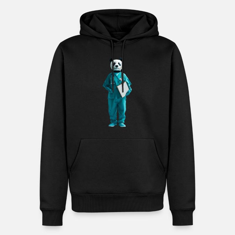 Panda - Männer Premium Bio Hoodie - Schwarz