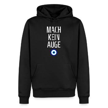 "MACH KEIN AUGE" - Männer Premium Bio Hoodie - Schwarz - Vorne - Nico (187cm)