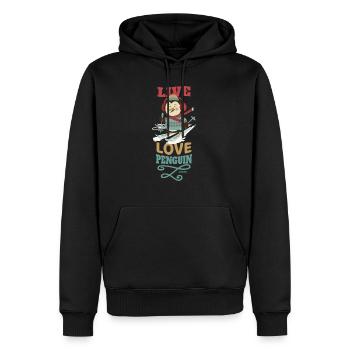 Live Love Penguin Winter Snow Ski - Men’s Premium Organic Hoodie - black - Front - Nico (187cm)