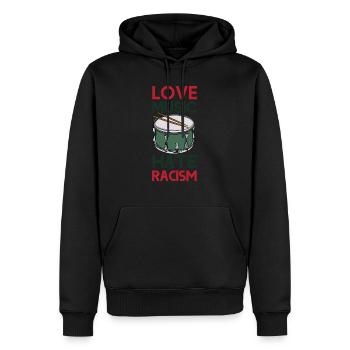 Love Music Hate Racism - Men’s Premium Organic Hoodie - black - Front - Nico (187cm)