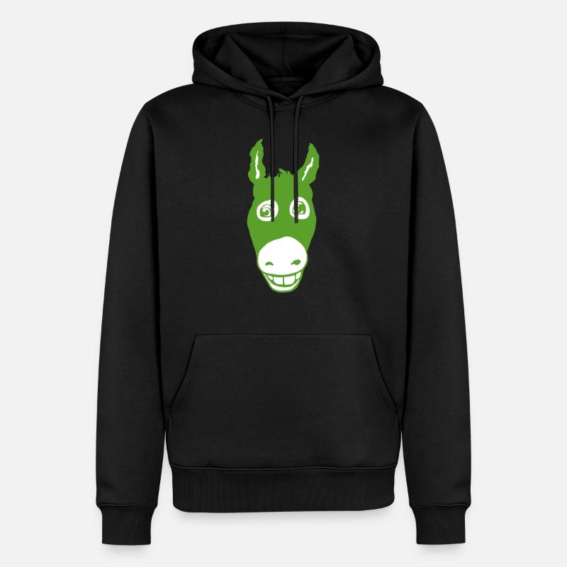 Vert âne souriant - Sweat à capuche Premium bio Homme - noir