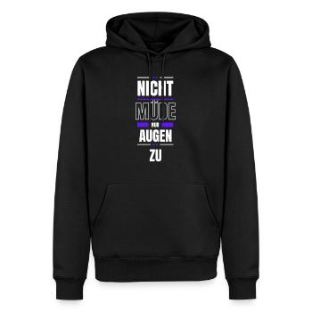 Nicht müde - nur Augen zu - Männer Premium Bio Hoodie - Schwarz - Vorne - Nico (187cm)