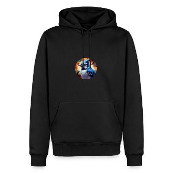 Geai bleu - Sweat à capuche Premium bio Homme - noir - Devant - Nico (187cm)