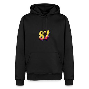 87 Zahl Comic - Männer Premium Bio Hoodie - Schwarz - Vorne - Nico (187cm)