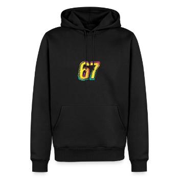 67 Zahl Comic - Männer Premium Bio Hoodie - Schwarz - Vorne - Nico (187cm)