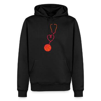 basketball stethoscope coeur love - Sweat à capuche Premium bio Homme - noir - Devant - Nico (187cm)