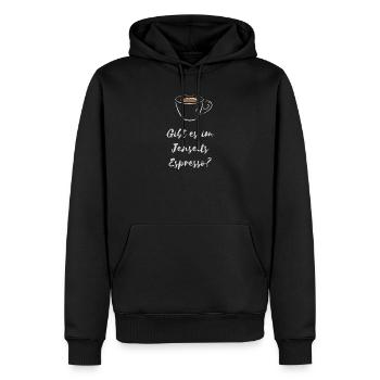 Y a-t-il dans la chemise café Beyond Espresso - Sweat à capuche Premium bio Homme - noir - Devant - Nico (187cm)