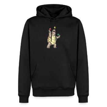 Jongleur de tortues jonglant - Sweat à capuche Premium bio Homme - noir - Devant - Nico (187cm)