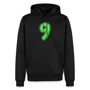 Numéro 9 - Neuf - 9 Motif - Sweat à capuche Premium bio Homme - noir - Devant - Nico (187cm)