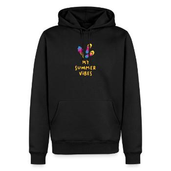 Summer Vibes Crème glacée Tongs Citation Vacances d’été - Sweat à capuche Premium bio Homme - noir - Devant - Nico (187cm)