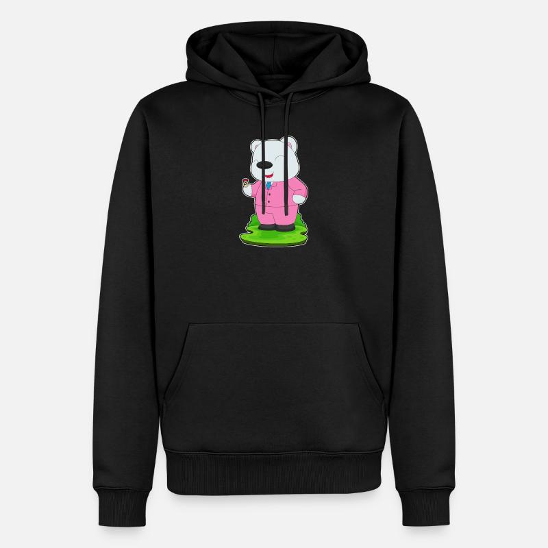 Eisbär Bräutigam Ehering Hochzeit - Männer Premium Bio Hoodie - Schwarz