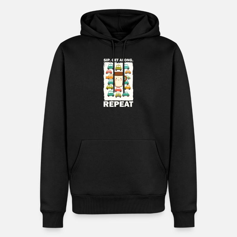 Verspielte Kaffeetasse mit Autos - Männer Premium Bio Hoodie - Schwarz
